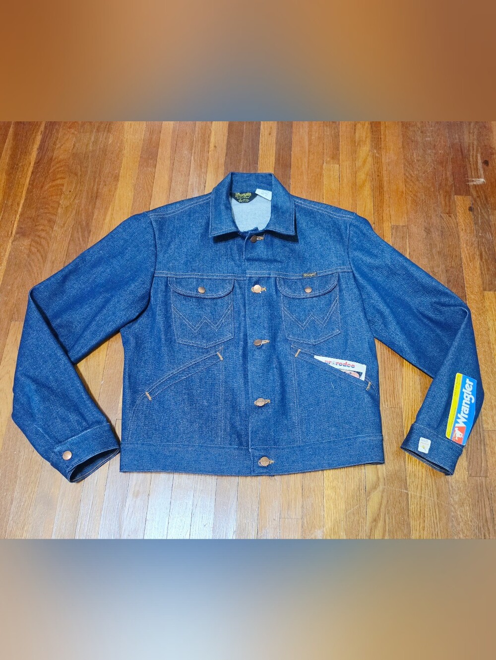 Vintage Wrangler 74126NV Denim Jacket 40 NWT USA ProRodeo No Fault 14oz Western